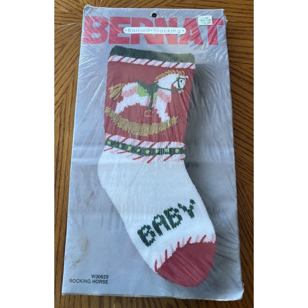 Bernat Christmas Stocking Kit Knit Knitted 1980s Rocking Horse NEW Vintage